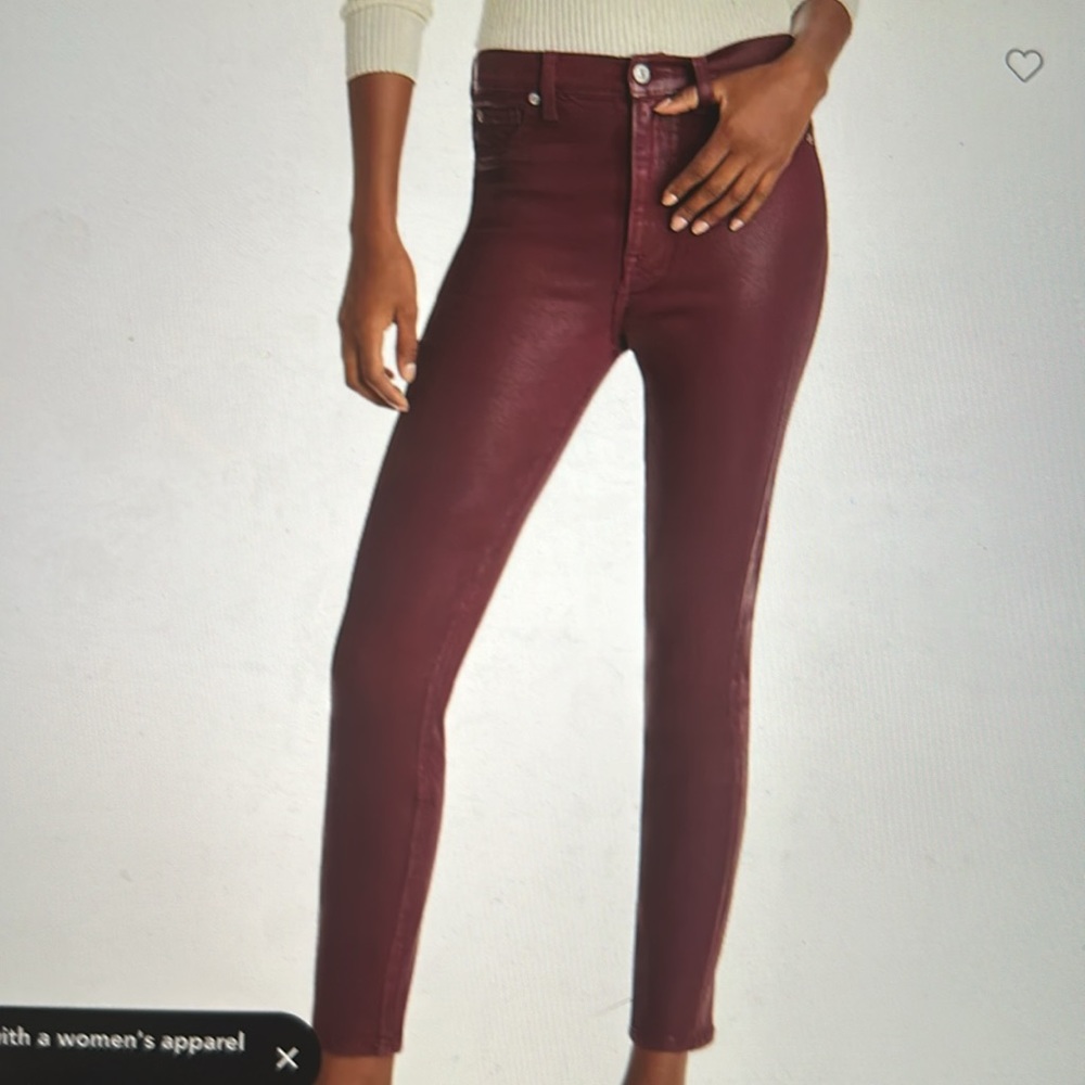 Seven for all mankind, high-rise ankle skinny jeans and coated Ruby. Size 27.